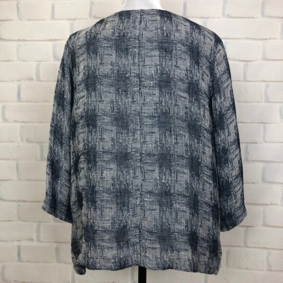 J Jill Pure Jill Linen Blend Blouse Petite Size PM Blue Gray - Picture 3 of 9